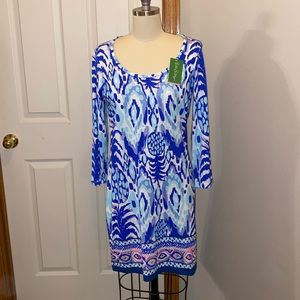 NEW Lilly Pulitzer Beacon Dress in Serene Blue Tropical Tropi Call Me M